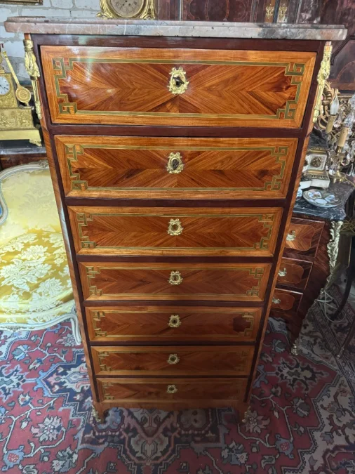 SECRETAIRE SEMAINIER ESTAMPILLE ISAAC SIMON REBOUR , EPOQUE TRANSITION , XVIII°