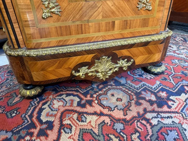 Louis XV Style Marquetry Display Cabinet with Lower Buffet