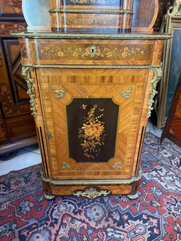 Louis XV Style Marquetry Display Cabinet with Lower Buffet