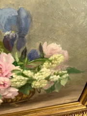 Gerahmtes Blumenstillleben, Öl auf Leinwand, signiert J. CHAVANNAZ