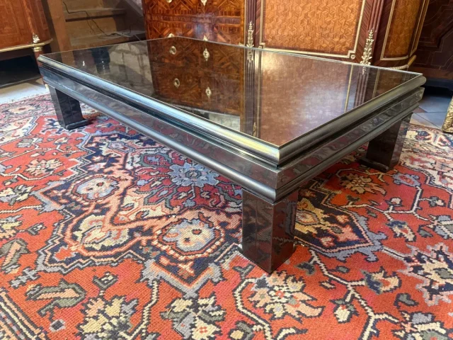 TABLE BASSE EN METAL NOIR DES ANNEES 70