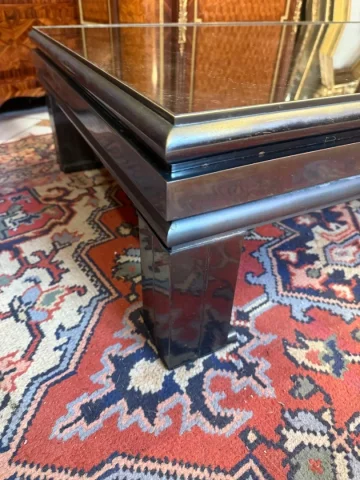 TABLE BASSE EN METAL NOIR DES ANNEES 70