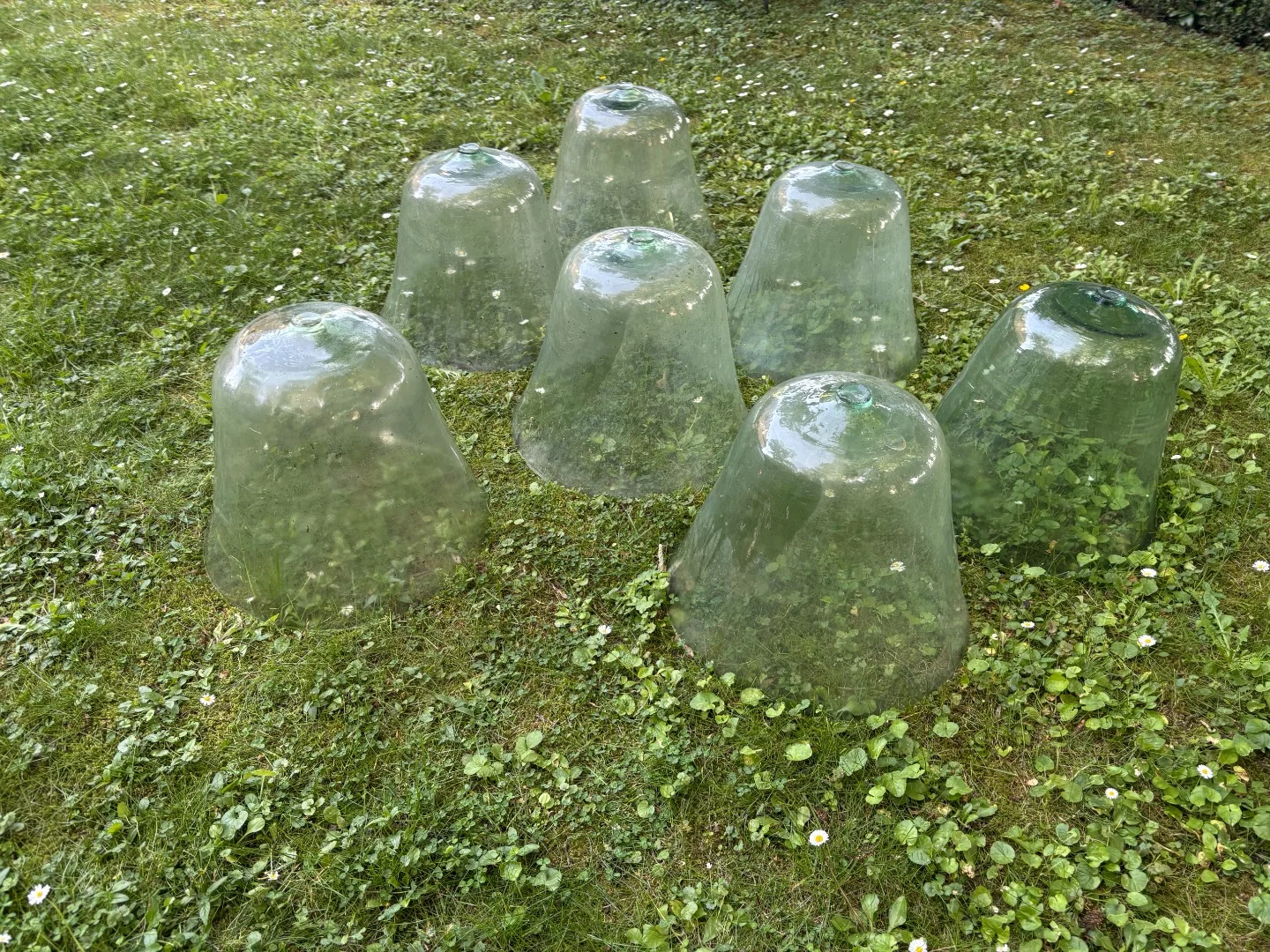ENSEMBLE DE SEPT CLOCHES DE JARDIN OU JARDINIER