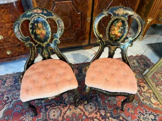 COPPIA DI SEDIE A GONDOLA D'EPOCA NAPOLEONE III