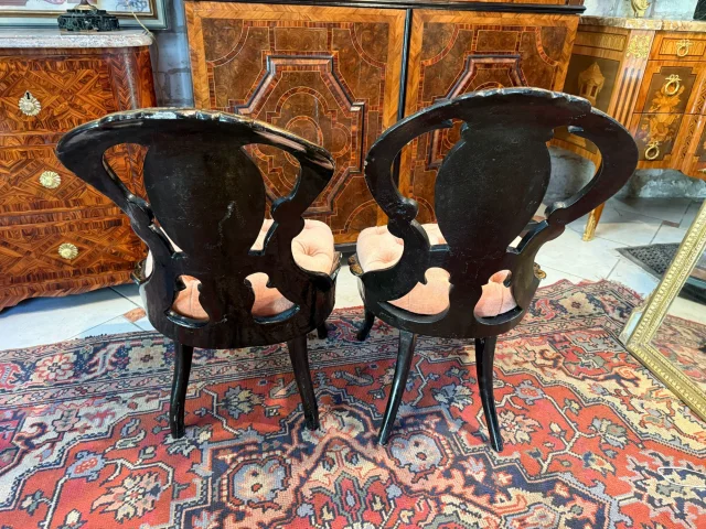 COPPIA DI SEDIE A GONDOLA D'EPOCA NAPOLEONE III