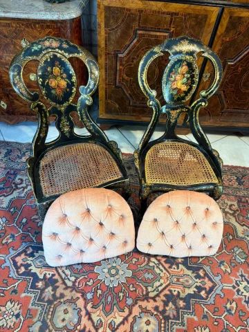 COPPIA DI SEDIE A GONDOLA D'EPOCA NAPOLEONE III