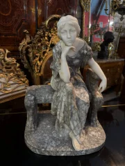 SCULPTURE EN MARBRE "LA PENSEUSE" atrribuée à GEMIGNANI Ulysse