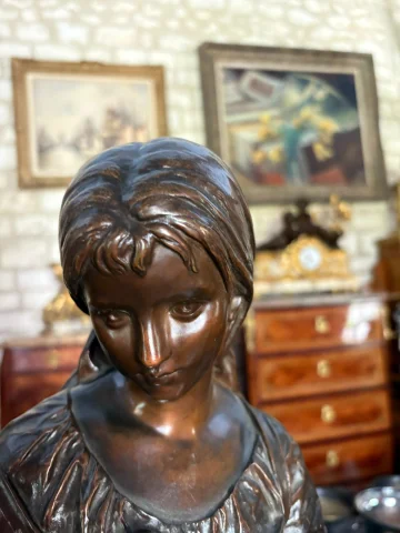 BRONZE «春之女》 伊波利特·弗朗索瓦·莫罗（Hippolyte François MOREAU，1832-1927） — 状态极佳