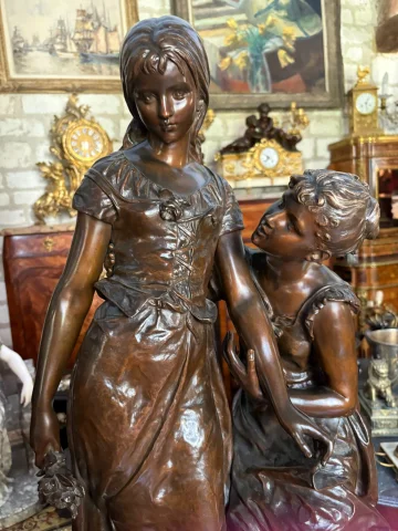 BRONZE «春之女》 伊波利特·弗朗索瓦·莫罗（Hippolyte François MOREAU，1832-1927） — 状态极佳