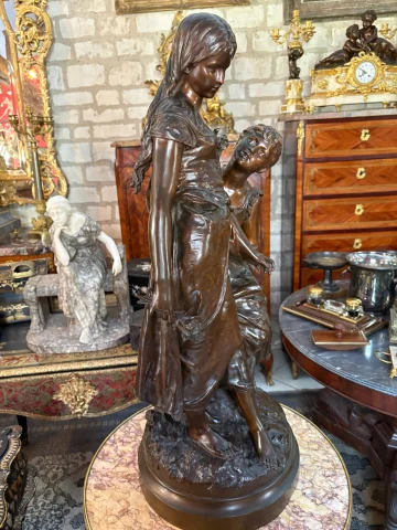 BRONZE «春之女》 伊波利特·弗朗索瓦·莫罗（Hippolyte François MOREAU，1832-1927） — 状态极佳