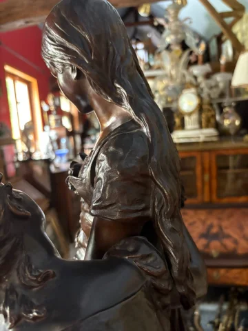 BRONZE «春之女》 伊波利特·弗朗索瓦·莫罗（Hippolyte François MOREAU，1832-1927） — 状态极佳