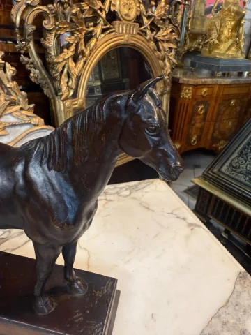 アントワーヌ・ルイ・バリー（1795-1875）作 半血馬ブロンズ彫刻 — 良好な状態