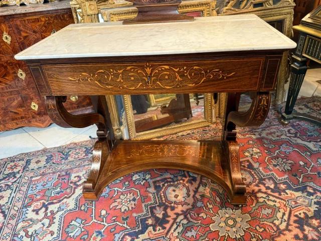 Kaptafel uit het Charles X-tijdperk met uitklapbaar schrijfgedeelte — Goede staat
