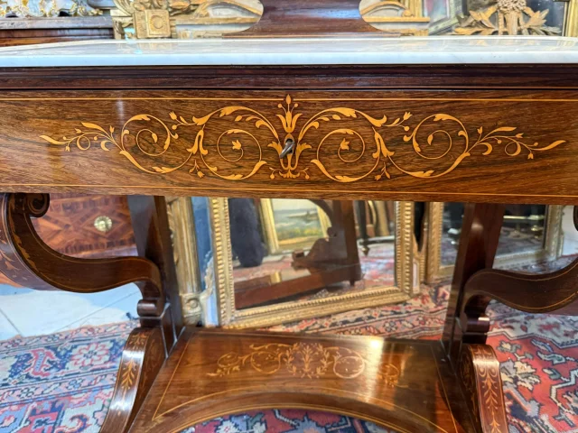 Kaptafel uit het Charles X-tijdperk met uitklapbaar schrijfgedeelte — Goede staat