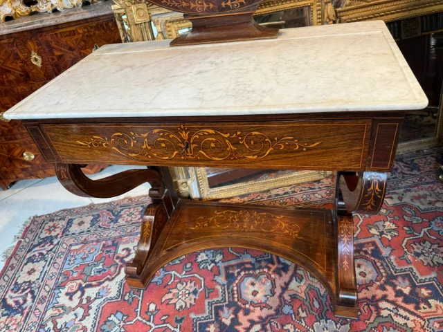 Kaptafel uit het Charles X-tijdperk met uitklapbaar schrijfgedeelte — Goede staat