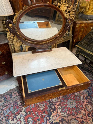 Kaptafel uit het Charles X-tijdperk met uitklapbaar schrijfgedeelte — Goede staat