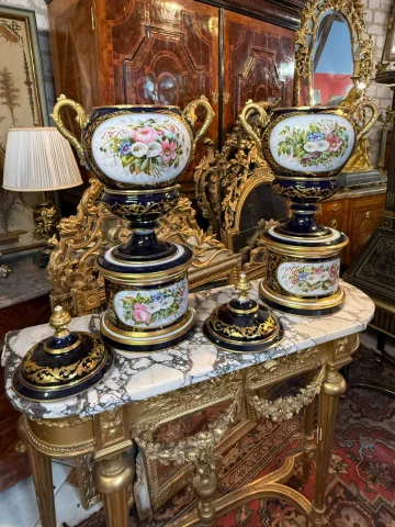 PAAR APOTHEKERSPOTTEN OF GEDEKTE VAZEN, NAPOLÉON III — Goede staat