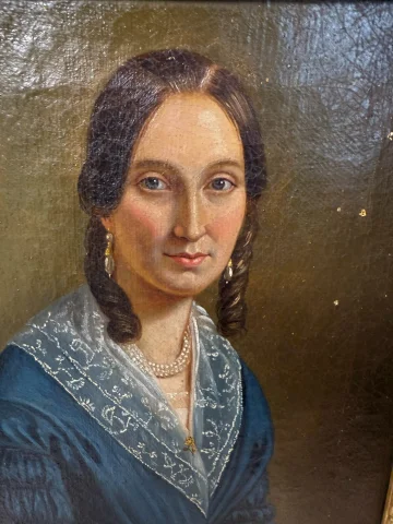19th-Century Oil on Canvas of a Young Woman — Good condition