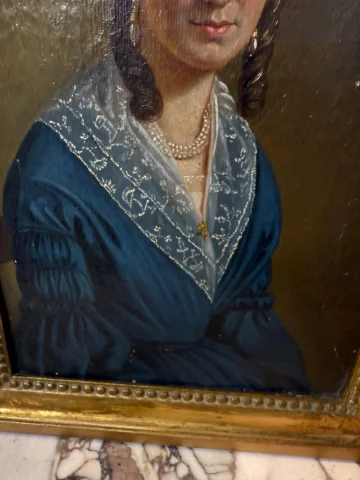 19th-Century Oil on Canvas of a Young Woman — Good condition