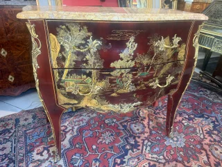 Louis XV Stijl Sauteuse Commode met Chinese Lak