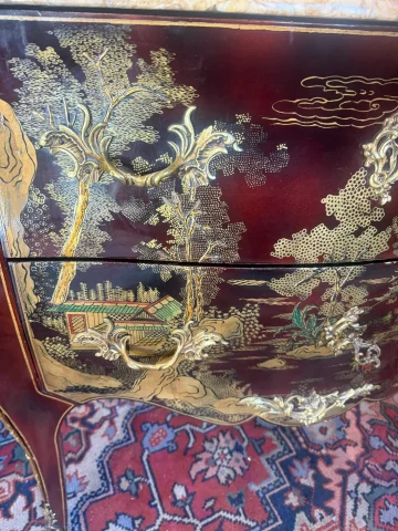 Louis XV Stijl Sauteuse Commode met Chinese Lak — Goede staat