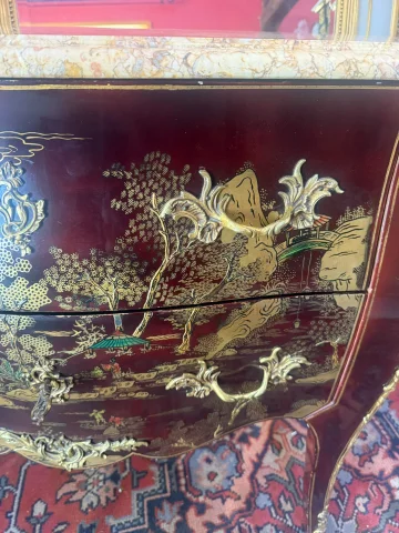 Louis XV Stijl Sauteuse Commode met Chinese Lak — Goede staat