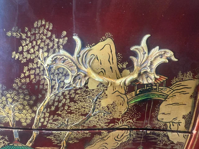 Louis XV Stijl Sauteuse Commode met Chinese Lak — Goede staat