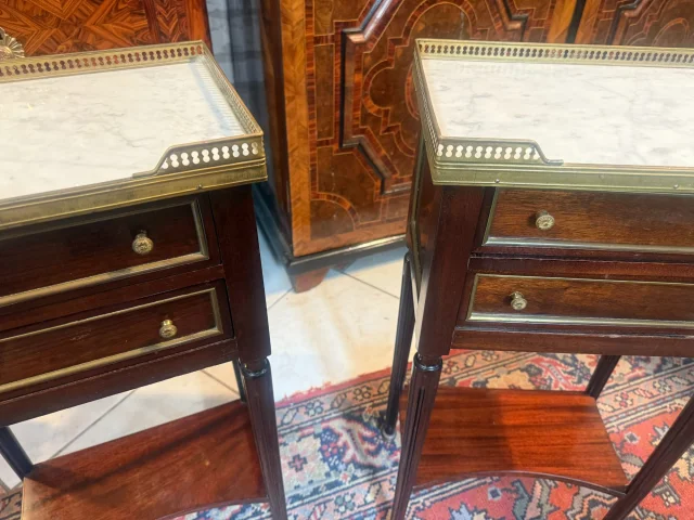 Pair of Louis XVI Style Bedside Tables — Good condition