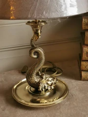 Lampe dauphin en bronze