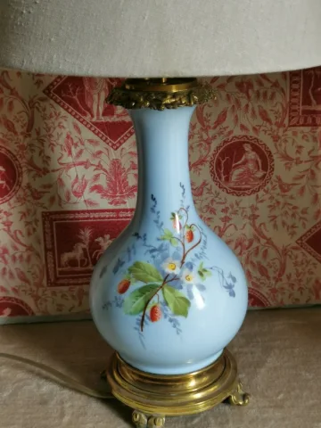 Paire de lampes en porcelaine laiton et bronze