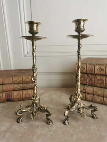 PAIR OF BRONZE  CANDLESTICKS
