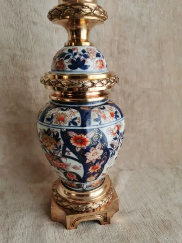 Paire de lampes porcelaine Imari monté bronze XIXème
