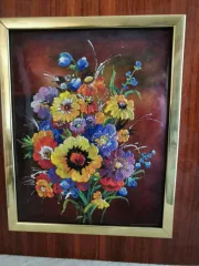 Bouquet de fleurs anémones signé Fauré Limoges 1874 - 1956
