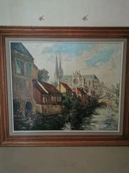Pechaubès Gena , Chartres huile sur toile , XXe