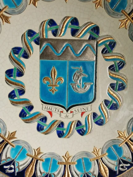 Grand plat en émaux de Longwy diamètre 37 cm