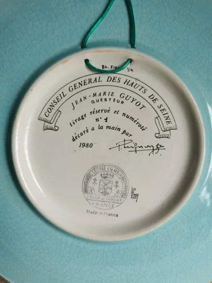 Grand plat en émaux de Longwy diamètre 37 cm