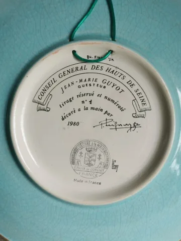 Grand plat en émaux de Longwy diamètre 37 cm