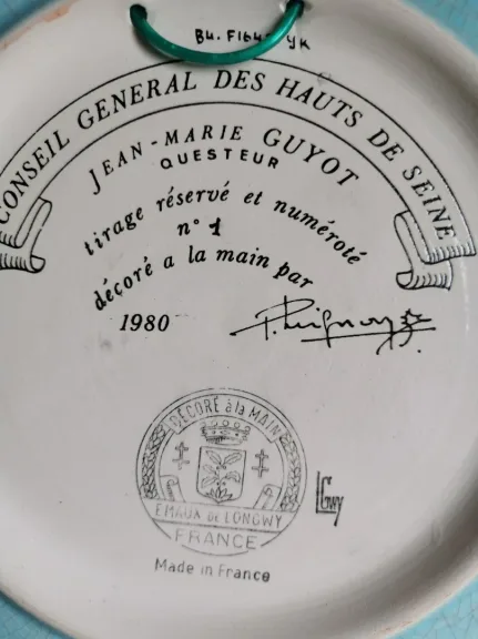 Grand plat en émaux de Longwy diamètre 37 cm