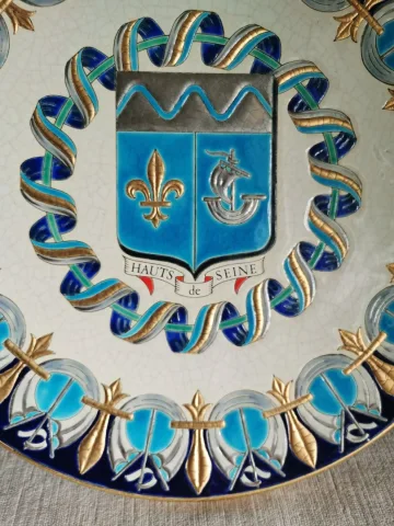 Grand plat en émaux de Longwy diamètre 37 cm