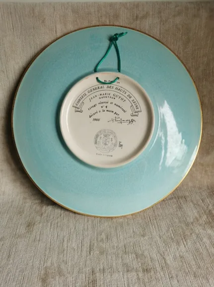 Grand plat en émaux de Longwy diamètre 37 cm