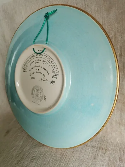 Grand plat en émaux de Longwy diamètre 37 cm