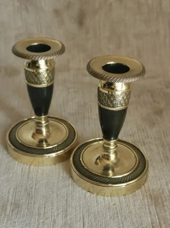 Paire de bougeoirs de toilette Empire / Directoire
