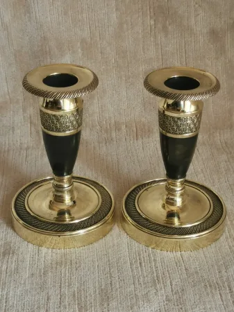 Paire de bougeoirs de toilette Empire / Directoire