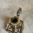 Bougeoir à main cloisonné sur bronze  XIX