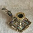 Bougeoir à main cloisonné sur bronze XIX è