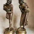 Paire de sujets en bronze patiné par Stella XIXe siècle