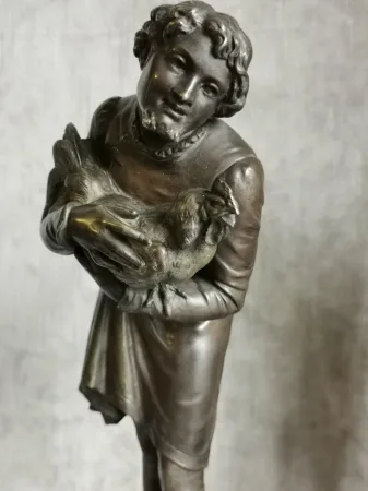 Paire de sujets en bronze patiné par Stella XIXe siècle