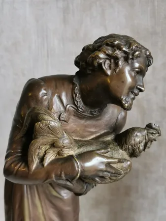 Paire de sujets en bronze patiné par Stella XIXe siècle