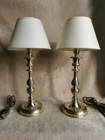 Paire de bougeoirs Louis Philippe montés en lampes