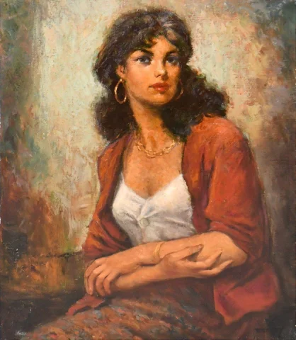 French School, 20th century Oil on canvas "La Bohémienne" — Very good condition